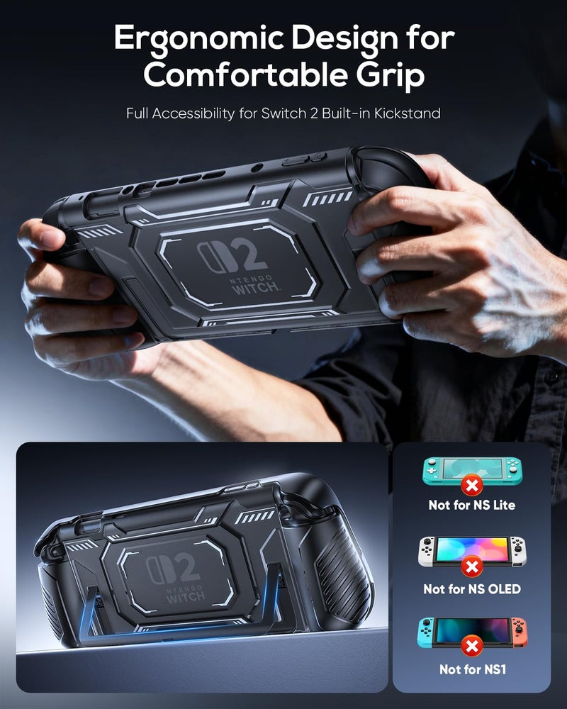 FASTSNAIL Switch 2 Protective Case, Switch 2 Cover with Dockable TPU Middle Frame, Non-Slip Ergonomic Grip for Joycon 2, Anti-Scratch PC Front Cover with 12 Game Card Slots for Switch2 Accessories - Image 5